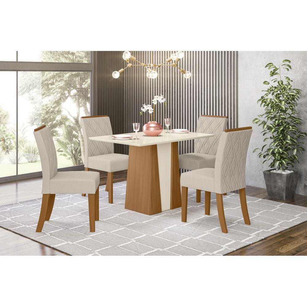 Mesa de Jantar Orus 120 4 Cad. Vita Linho - Henn