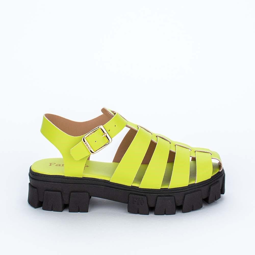 Sandália Infantil Kidy Fanfik Tratorada Tiras Verde Neon