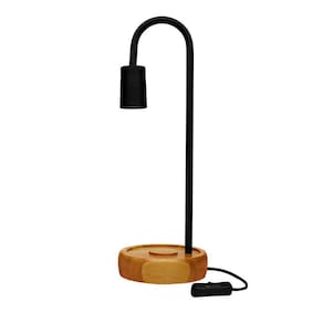 Luminária De Mesa Taschibra Flam Metal/madeira E27 Bivolt Preto