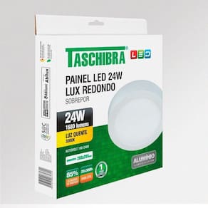 Painel De Led Redondo Sobrepor 24w Bivolt Taschibra 3000k Luz Quente