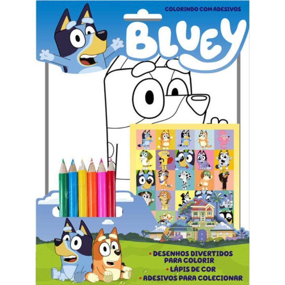 Bluey Colorindo Com Adesivos