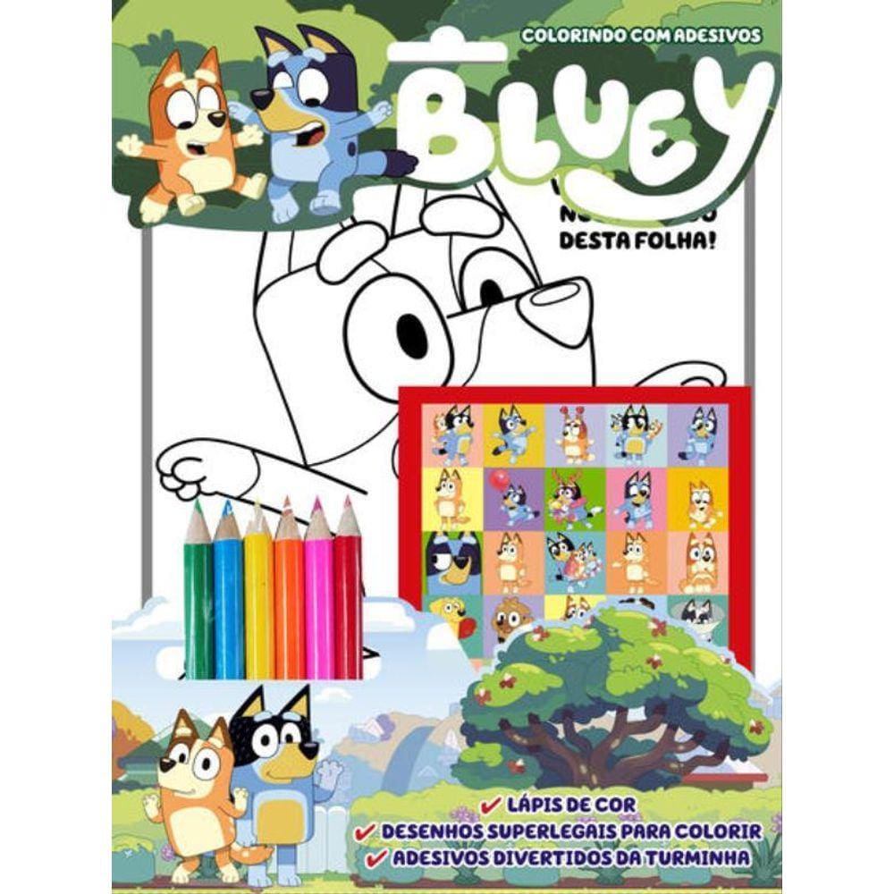 Bluey Colorindo Com Adesivos