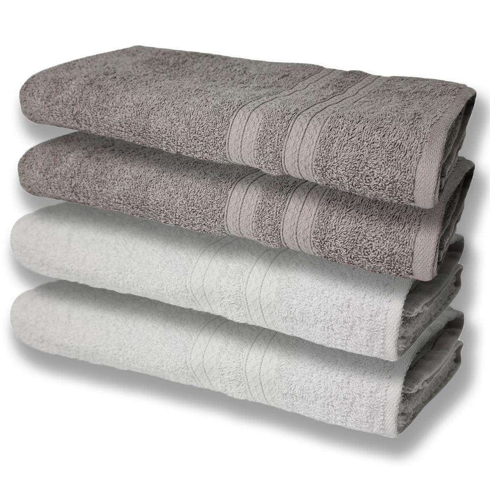 4 Toalhas Super Felpudas Grande E Grossa Algodão 80x150 Branco+cinza