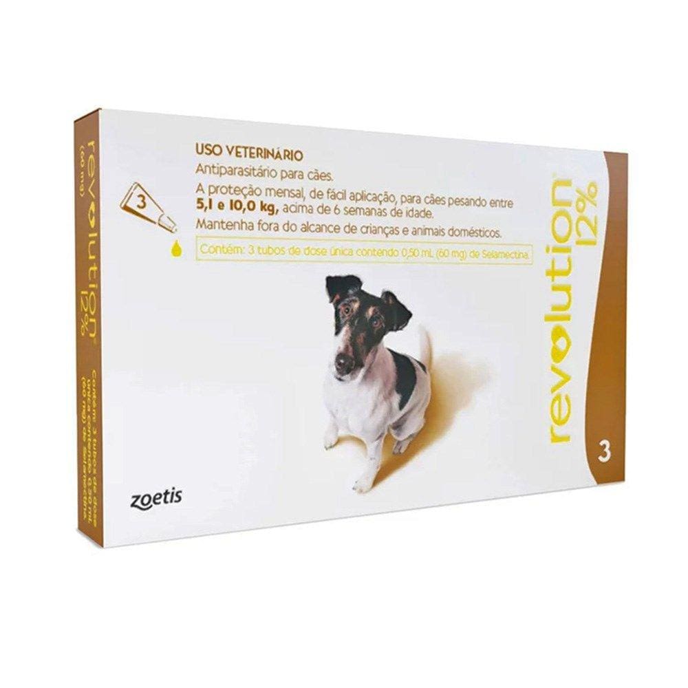 Revolution Zoetis 12% com 3 Bisnagas 0,05ml para Cães de 5,1kg a 10kg