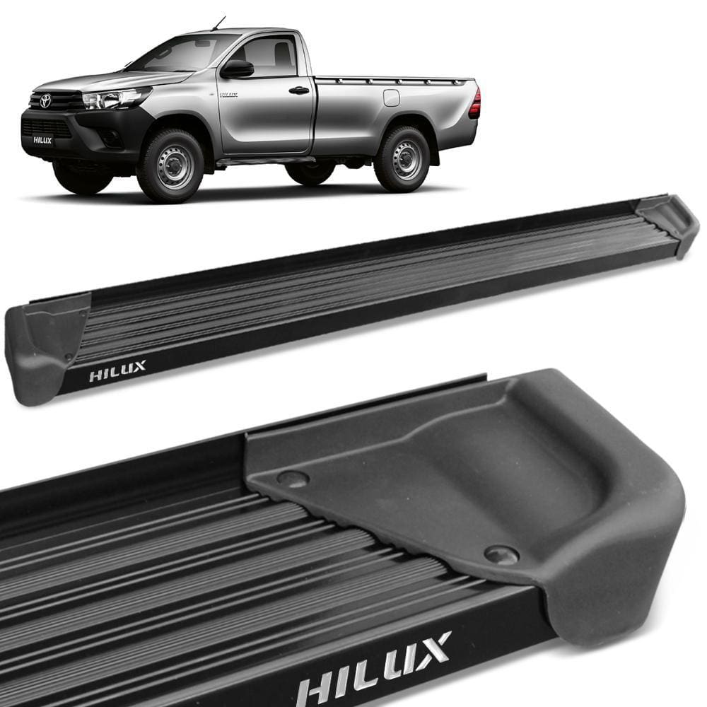 Estribo Lateral Hilux Cab. Simples 2016 a 2023 Aluminio Preto A3 Gtnox