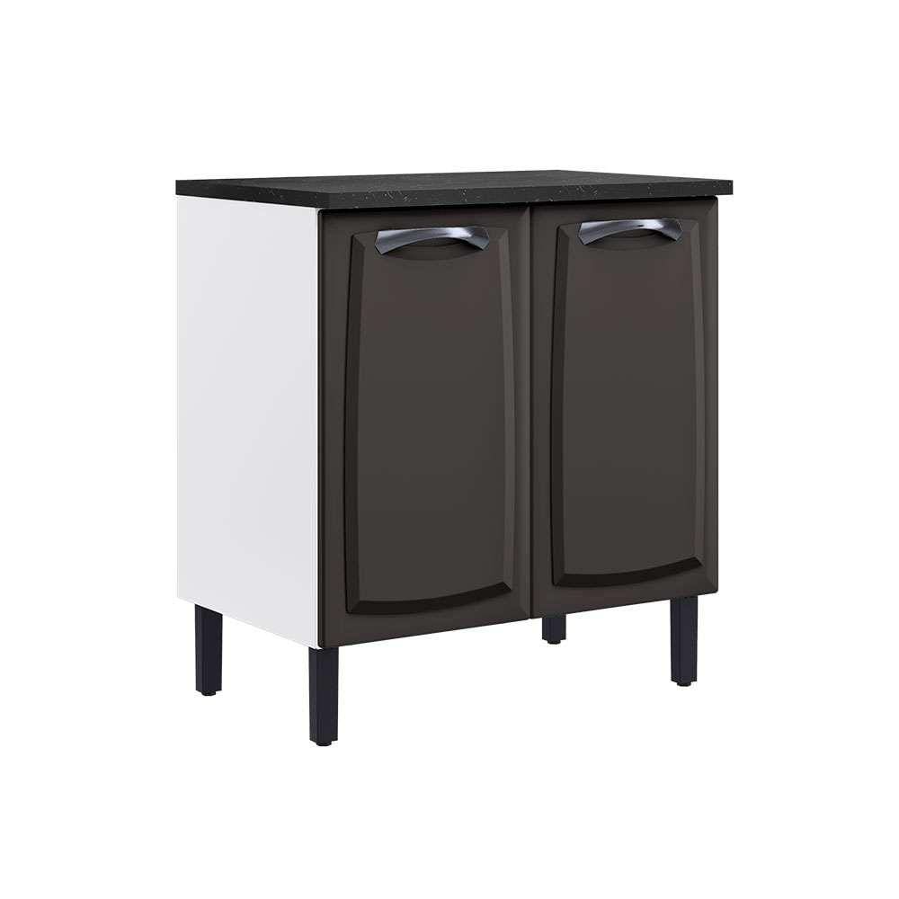 balcão de cozinha com tampo new premium 2 pt grafite e branco