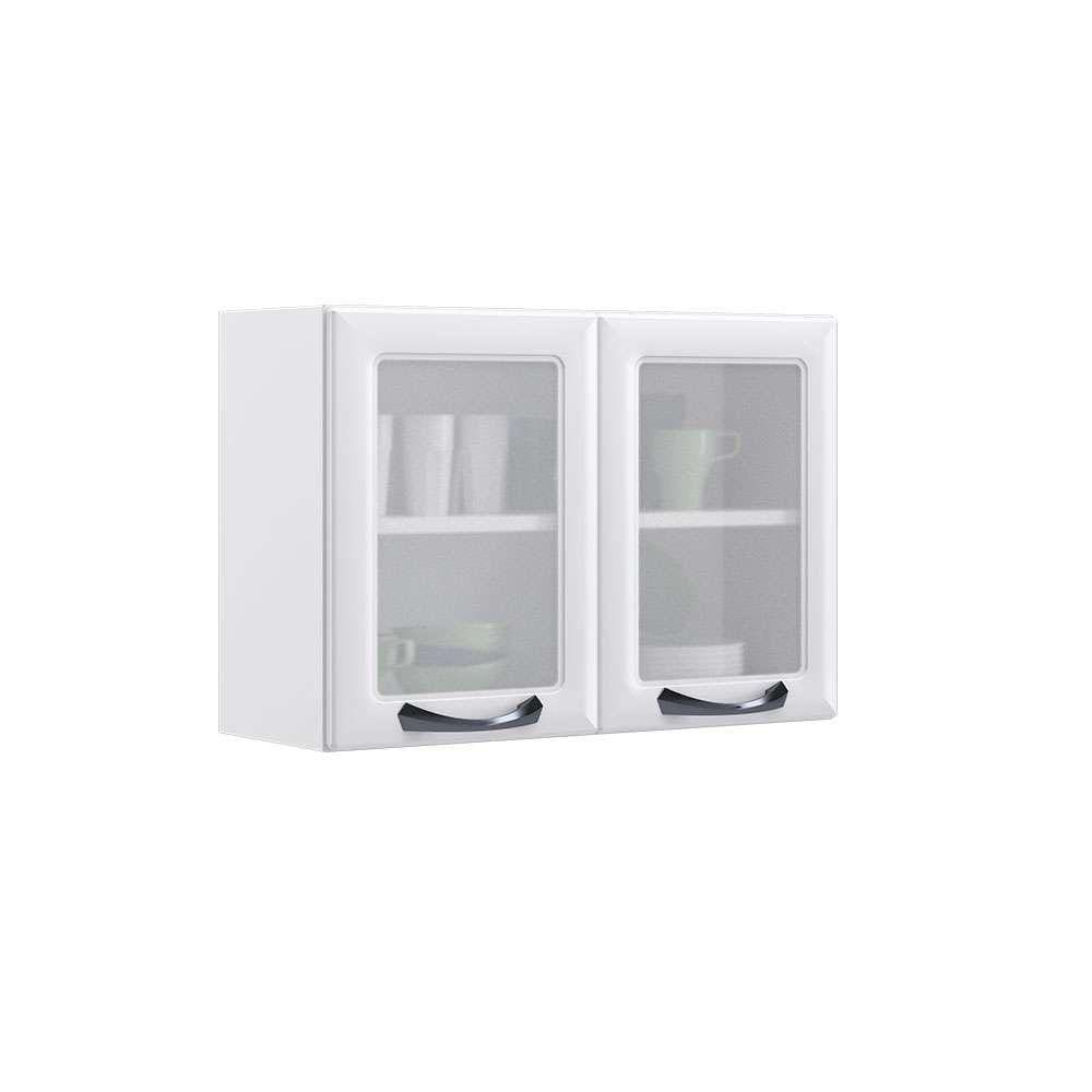 armário aéreo new premium com vidro 2 pt branco 80 cm