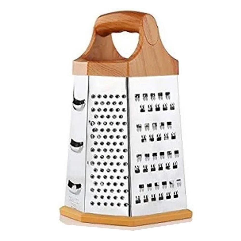 Ralador Manual 6 Lados Inox Cabo Em Silicone Estampa Madeira