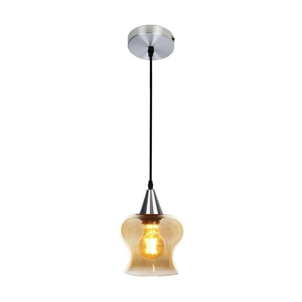 Lustre Pendente Taschibra Aisha Liso E27 Conhaque Bivolt Prata