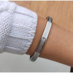 Pulseira Bracelete Religiosa Oração Pai Nosso Aço Inox 316L Inoxidável Masculino e Feminino Prata Dourado Preto Luxo