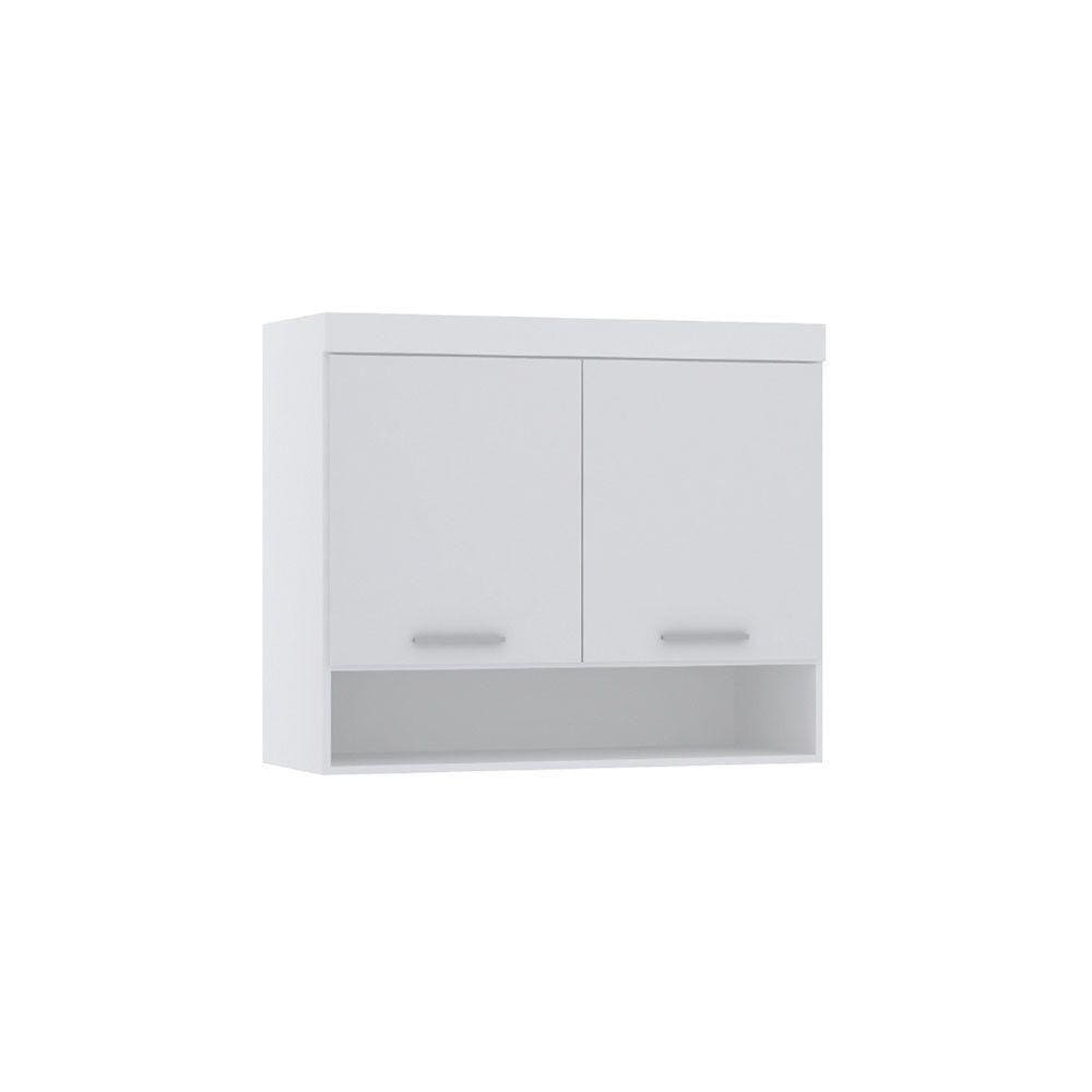 Armário Aéreo Maleiro Modulado 97cm 2 Portas Alpes Luciane Móveis Branco Pf Com Branco Pf
