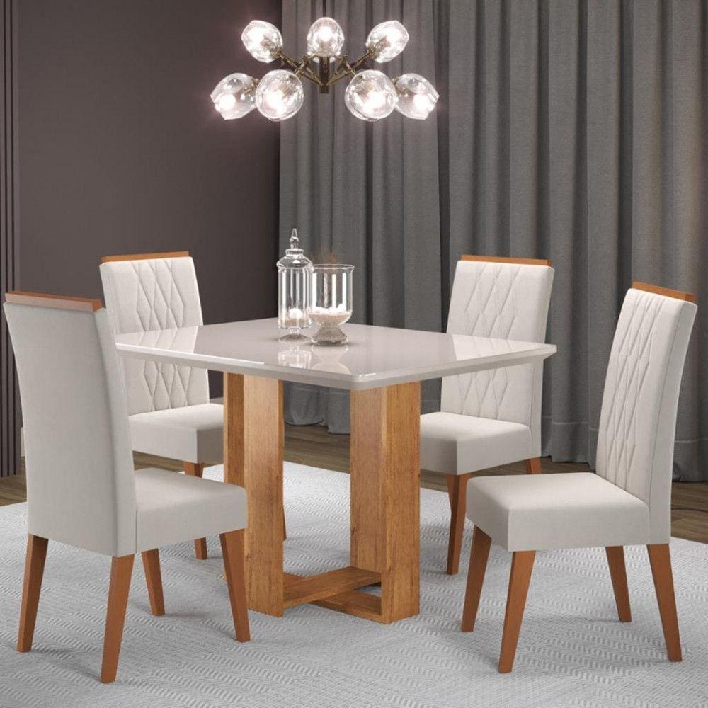 Conjunto Sala de Jantar Mesa Caxias 6 Cadeiras Cristal Viero