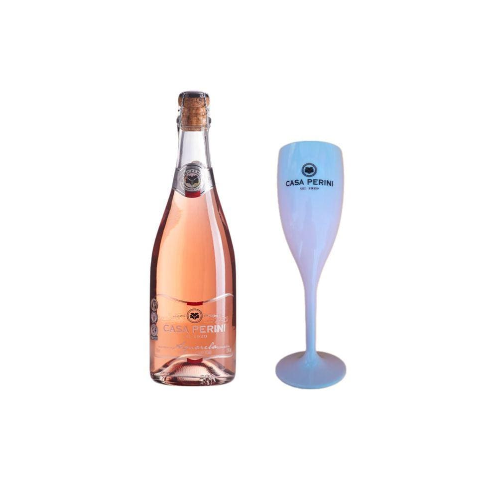 Kit Espumante Casa Perini Aquarela Rosé 750ml + Taça 180ml