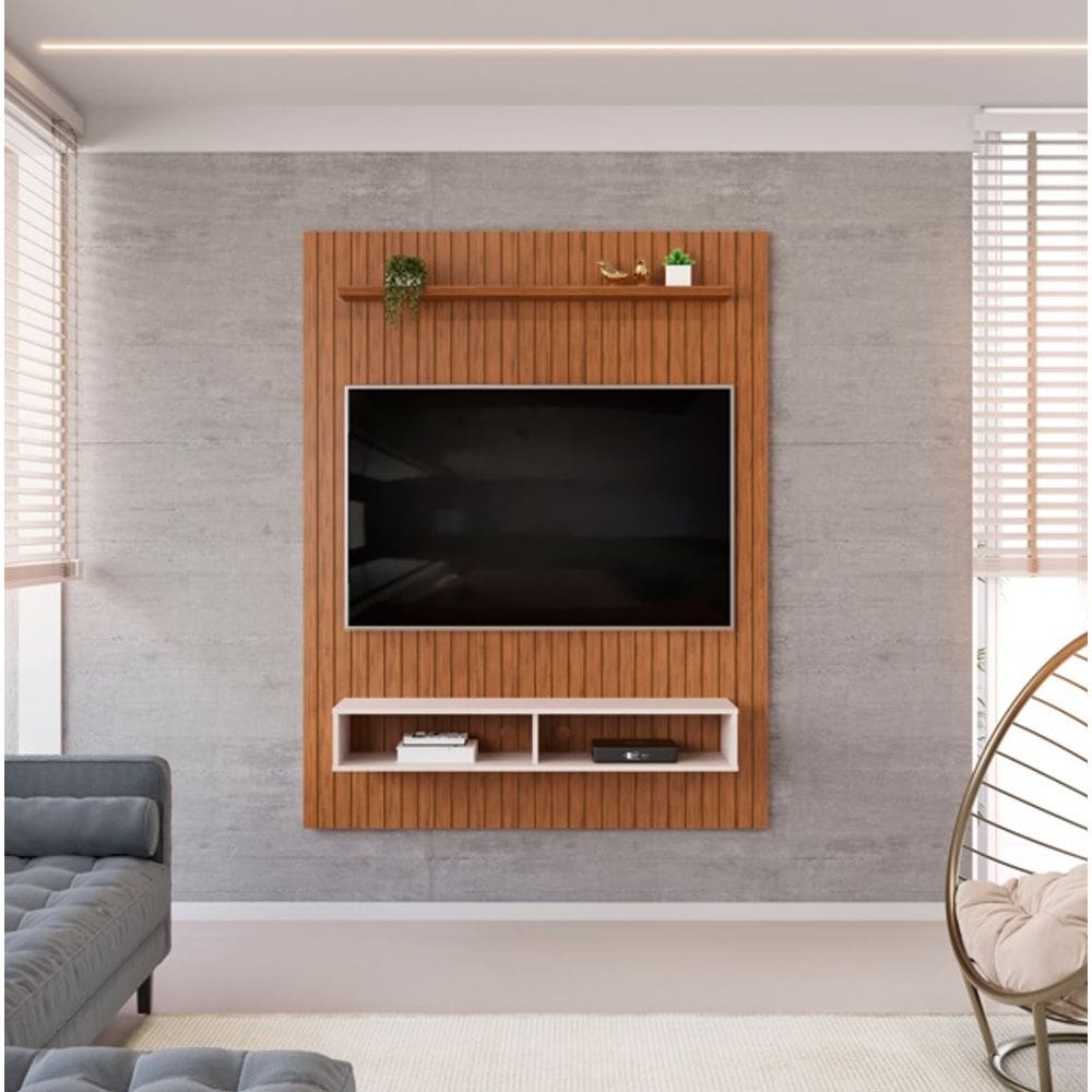 Painel Ripado Tv até 55´´ 1,35m DJ Aston Freijo / Off White