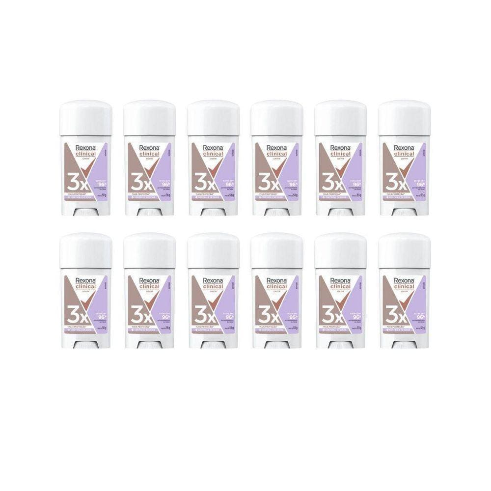 Desodorante Rexona Creme Clinical 58G Fem Extra Dry Kit 12Un