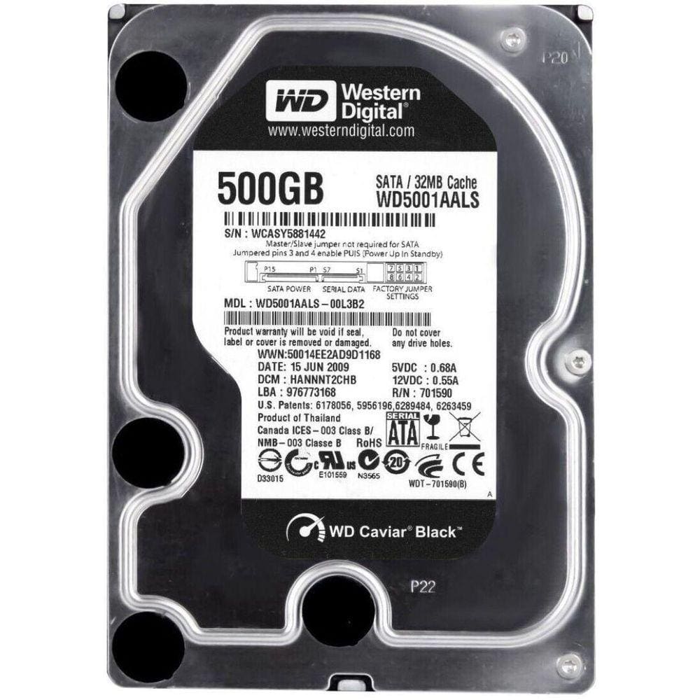 Disco Rígido Interno Western Digital 500Gb Sata Wd5001Aals