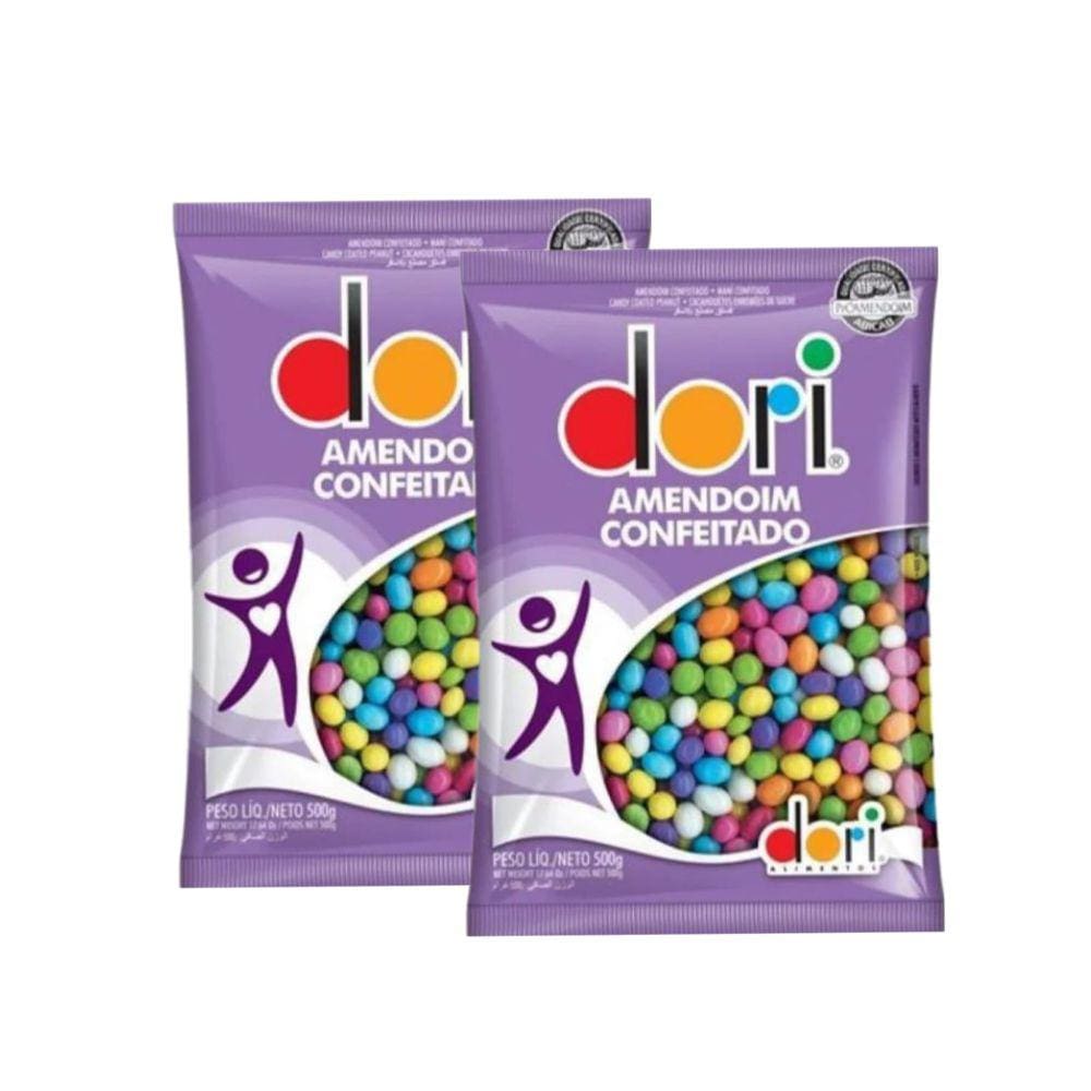 Amendoim Colorido Dori Confeitado 500g - 2 Pacotes