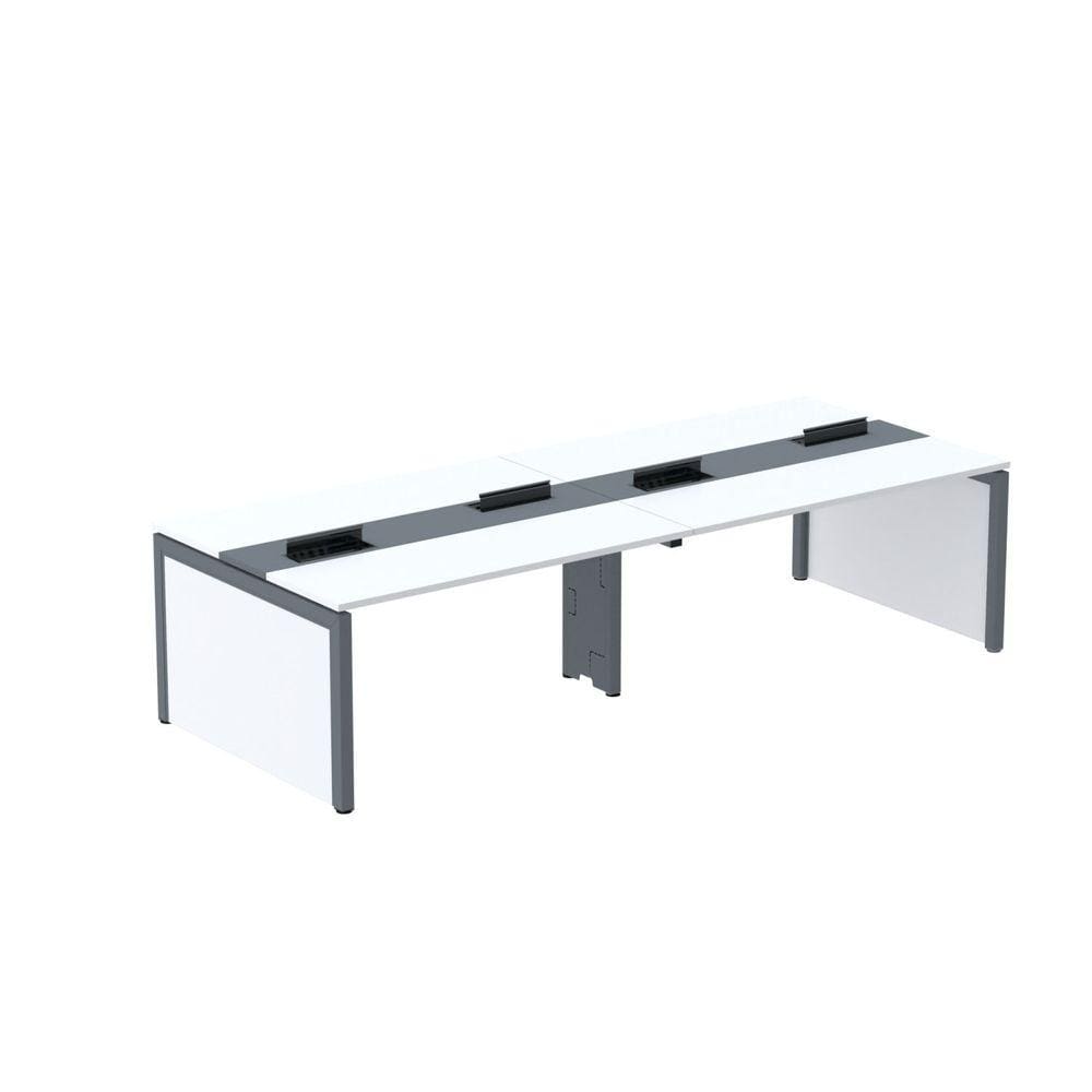 Mesa Plataforma Dupla para 4 Lugares para Coworking 120x120/4p Cinza/Grafito