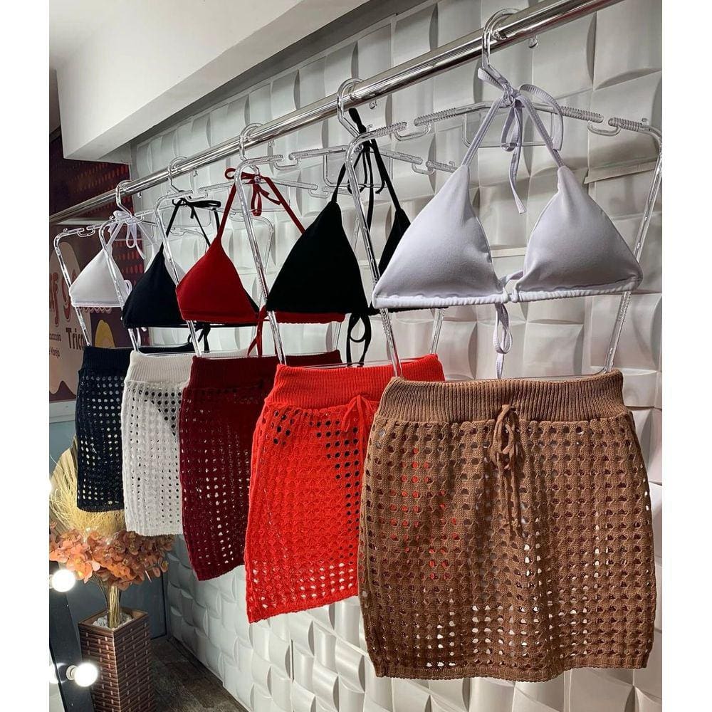 Saia Saida de Praia Modelo Furão Alta Qualidade Tricot Verao