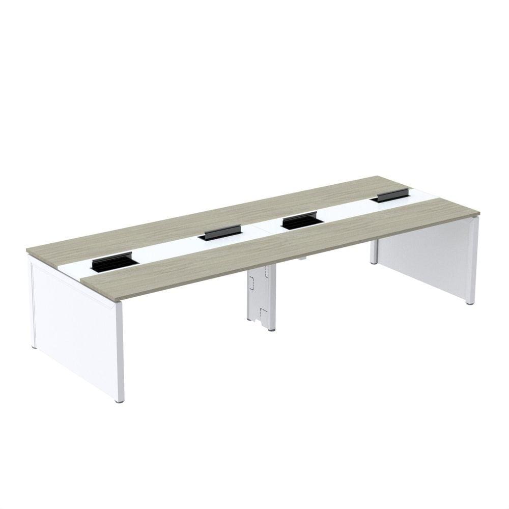 Mesa Plataforma Dupla para 4 Lugares para Coworking 120x120/4p Nogueira casblanca/Branco