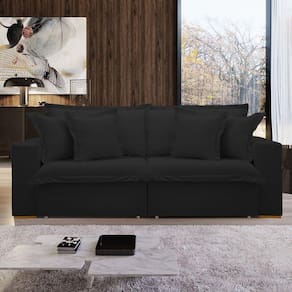Sofá Cama Retrátil e Reclinável Arizona 240cm Preto