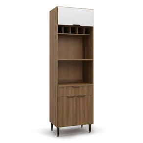 Armário Paneleiro 3 Portas 1 Gaveta Paris Nogal Manchester/ Branco Brilhante