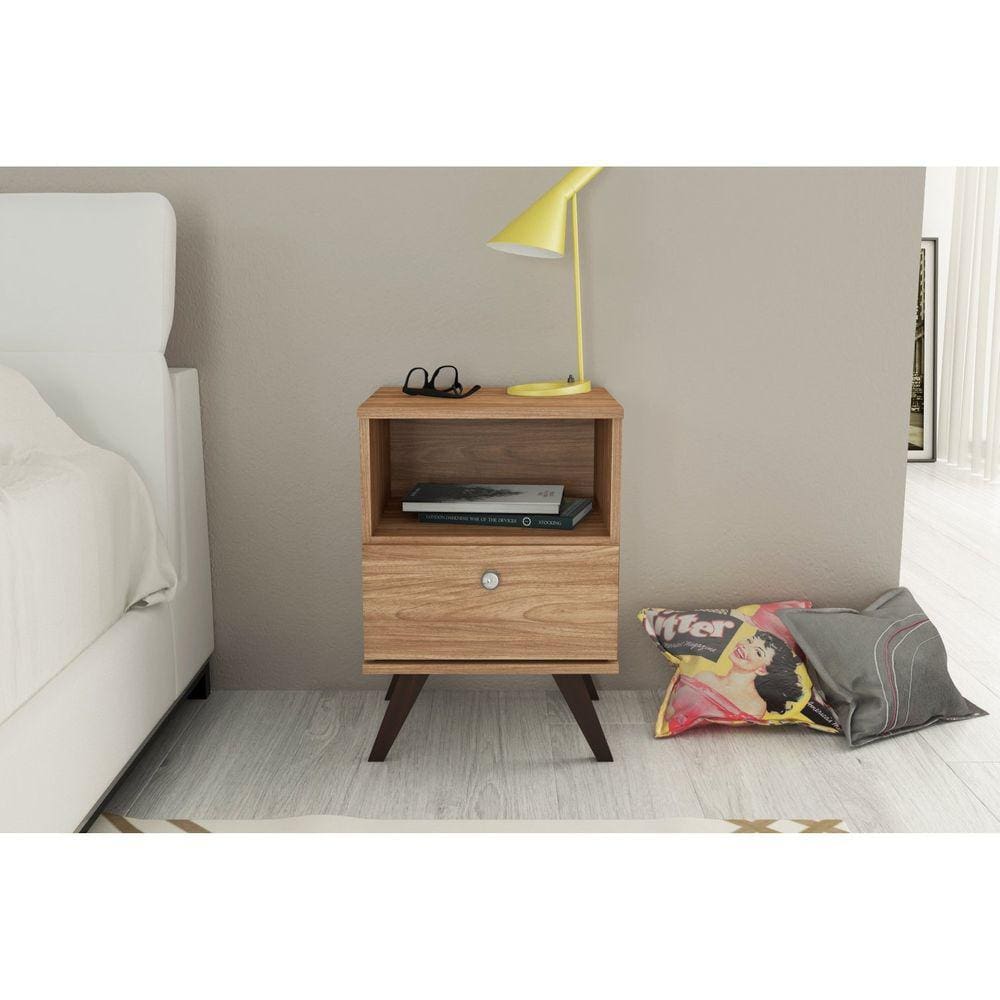 Mesa de Cabeceira Retrô 1 Gaveta Mel