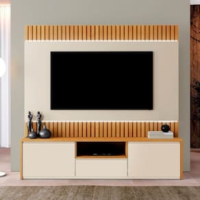 Estante para Tv e Home Boreal 180cm com Led Fita Naturalle/Off White