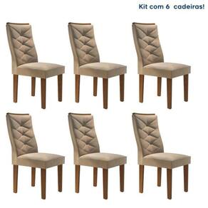 Conjunto 6 Cadeiras Estofadas Germany Chocolate