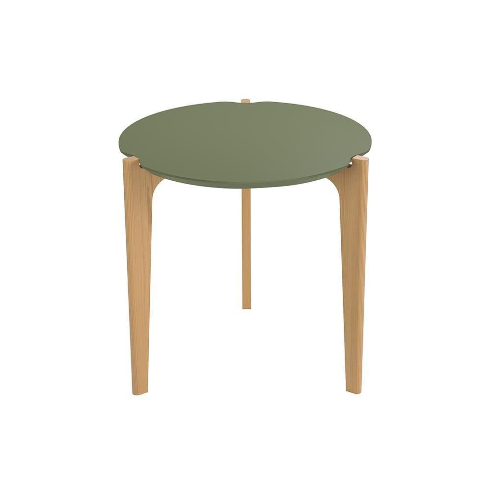 Mesa de Apoio e Lateral Sofá Para Sala Florida 0,60m Verde Floresta/Freijó - Lukaliam Móveis