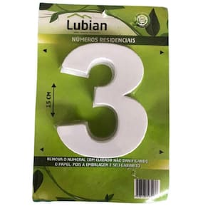Numeral Três Plástico De Alta Resistência Abs 15 Cm Branco