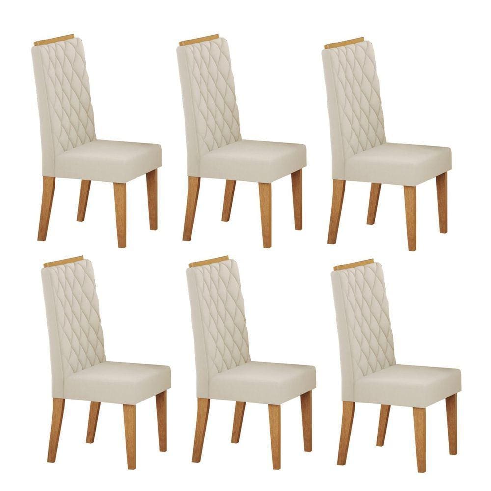Kit com 6 Cadeiras para Sala de Jantar Mdp/mdf Dyniz Veludo Pastel