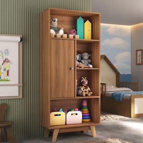Nicho Infantil Organizador 1 Porta 4 Nichos Sara Nogal Espresso Moveis Nogal