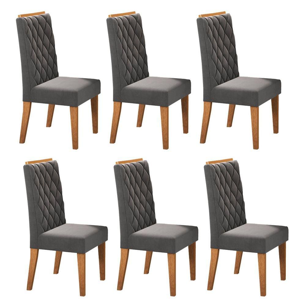 Kit com 6 Cadeiras para Sala de Jantar Mdp/mdf Dyniz Veludo Grafite