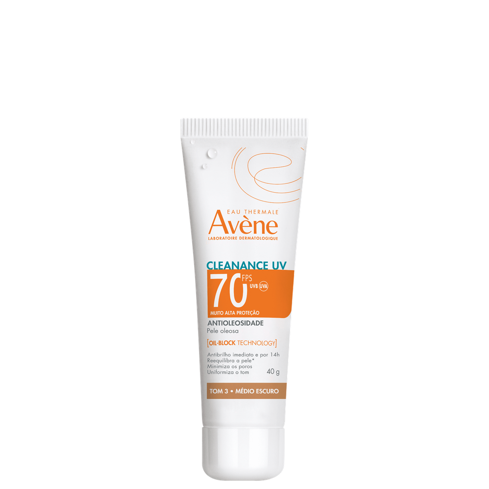 Avène Cleanance UV FPS70 Tom 3 Médio Escuro - Protetor Solar Facial 40g