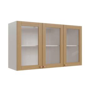 Armário Aéreo 3 Portas 120cm com Porta de Vidro Arizona Cabecasa Madeiramadeira Branco/Figueira