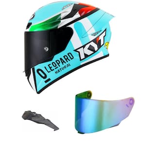 Capacete KYT TT Course Dennis Foggia Réplica Mais Viseira Camaleão e Spoiler Fumê