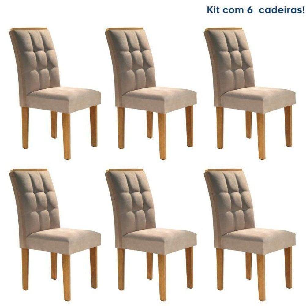 Conjunto 6 Cadeiras Estofadas Madri Ypê