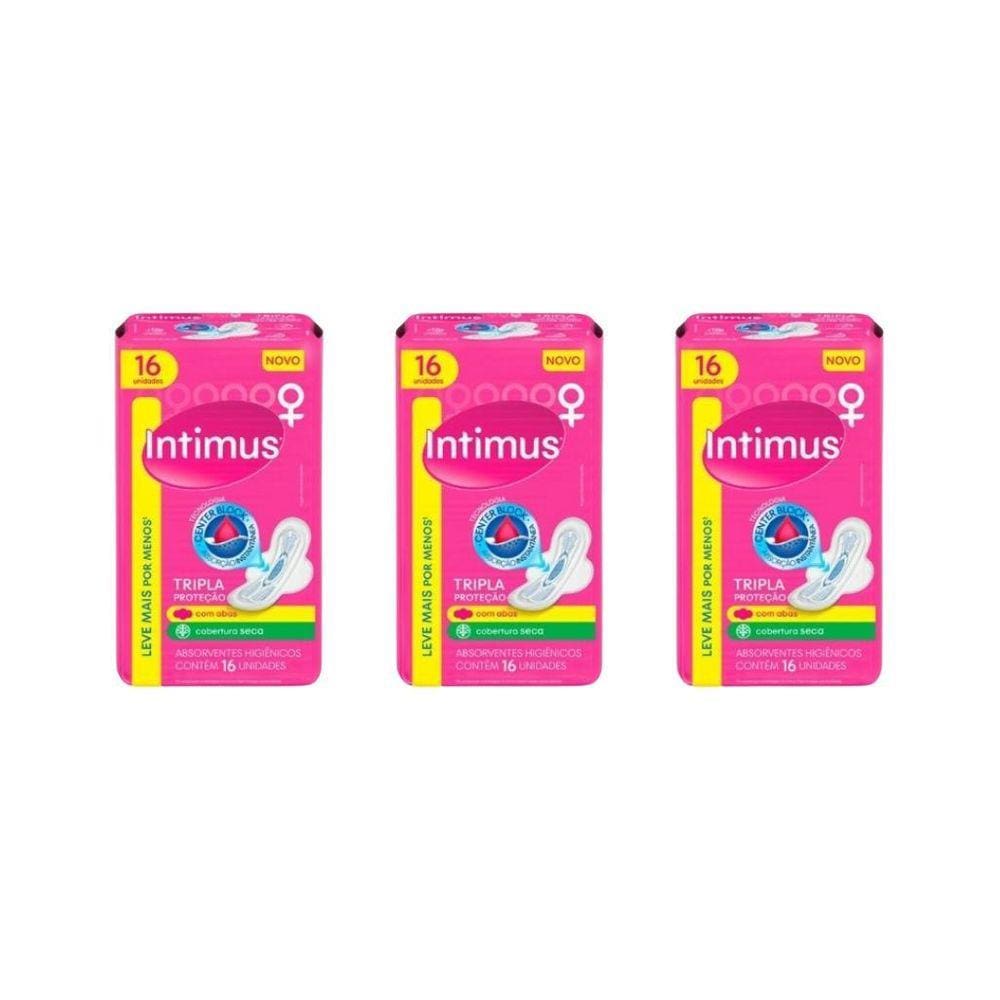 Absorvente Intimus Tripla Proteçao Com16 Seca Com Abas - 3Un