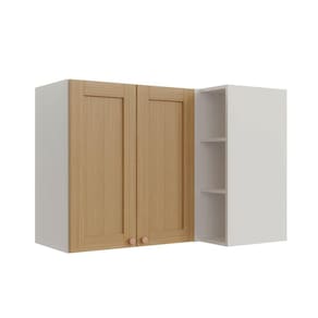 Armário Aéreo de Canto Reto 2 Portas 3 Nichos Arizona Cabecasa Madeiramadeira Branco/Figueira