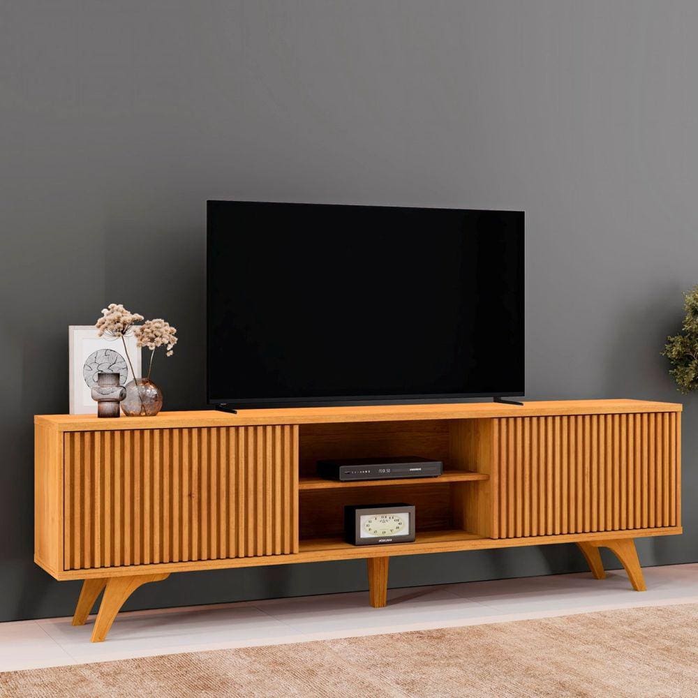 Rack para Tv até 75 Polegadas 2 Portas de Correr 218cm Gaia Naturalle