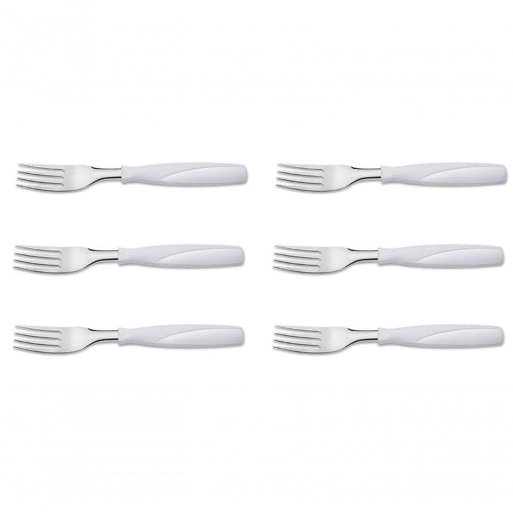 Kit 6 Garfo De Mesa Aço Inox Branco Brinox