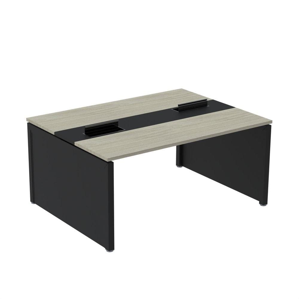 Mesa de Plataforma Dupla para 2 Pessoas Corporativa 120x140/2p Nogueira casblanca/Preto