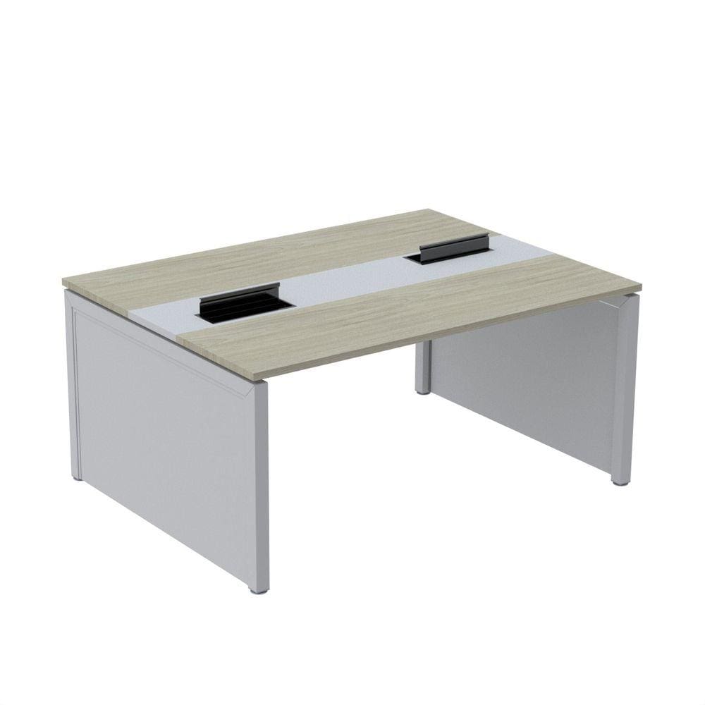 Mesa de Plataforma Dupla para 2 Pessoas Corporativa 120x140/2p Nogueira Casblanca/Cinza