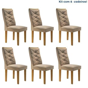 Conjunto 6 Cadeiras Estofadas Germany Ypê