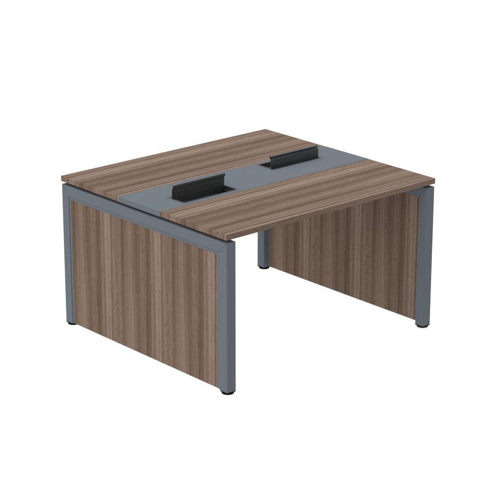 Mesa de Plataforma Dupla para 2 Pessoas Corporativa 130x140/2p Walnut/Grafito