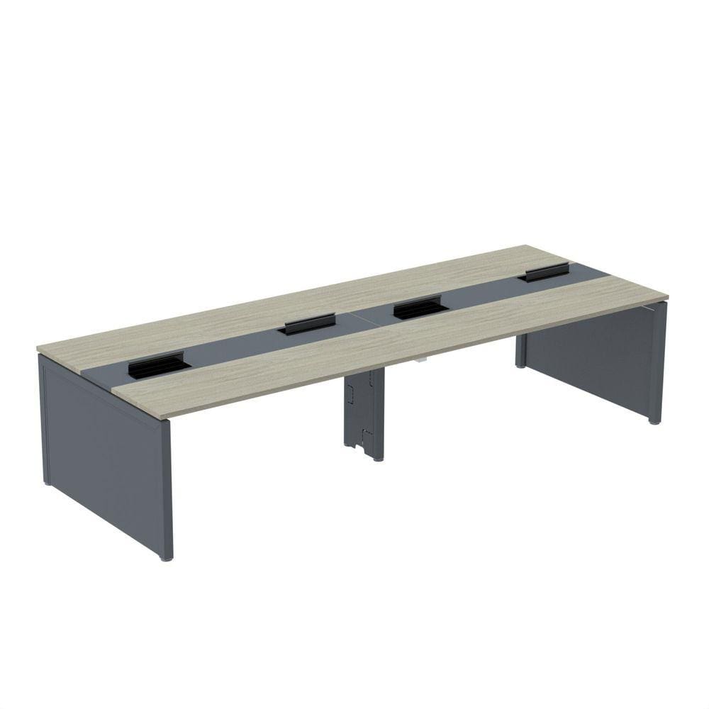 Mesa Plataforma Dupla para 4 Lugares para Coworking 120x120/4p Nogueira Casablanca/Grafito