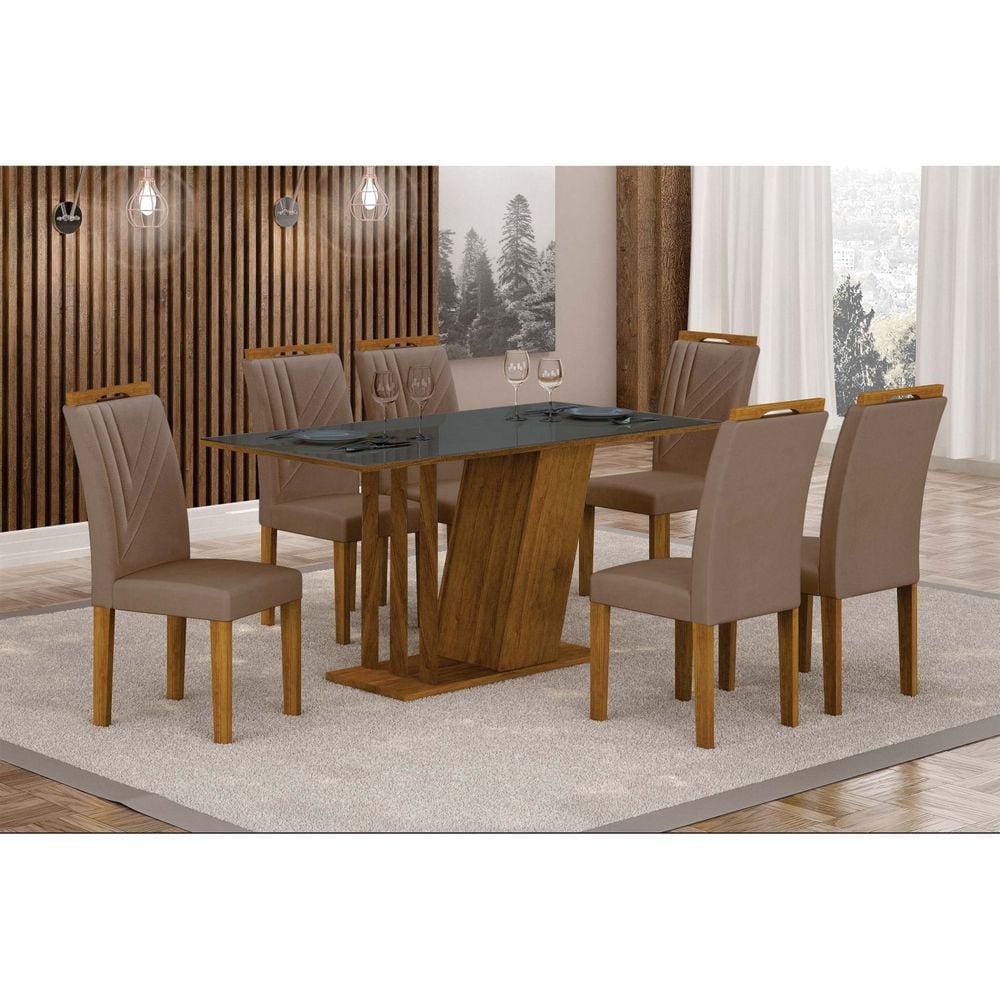 Conjunto Sala de Jantar com 4 Cadeiras Miami Yescasa Freijo cinza/camurça