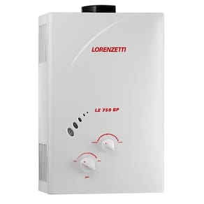 Aquecedor de Água a Gás Lorenzetti Mecânico 7 Litros Branco (Gás Liquefeito de Petróleo) LZ 750BP Bivolt