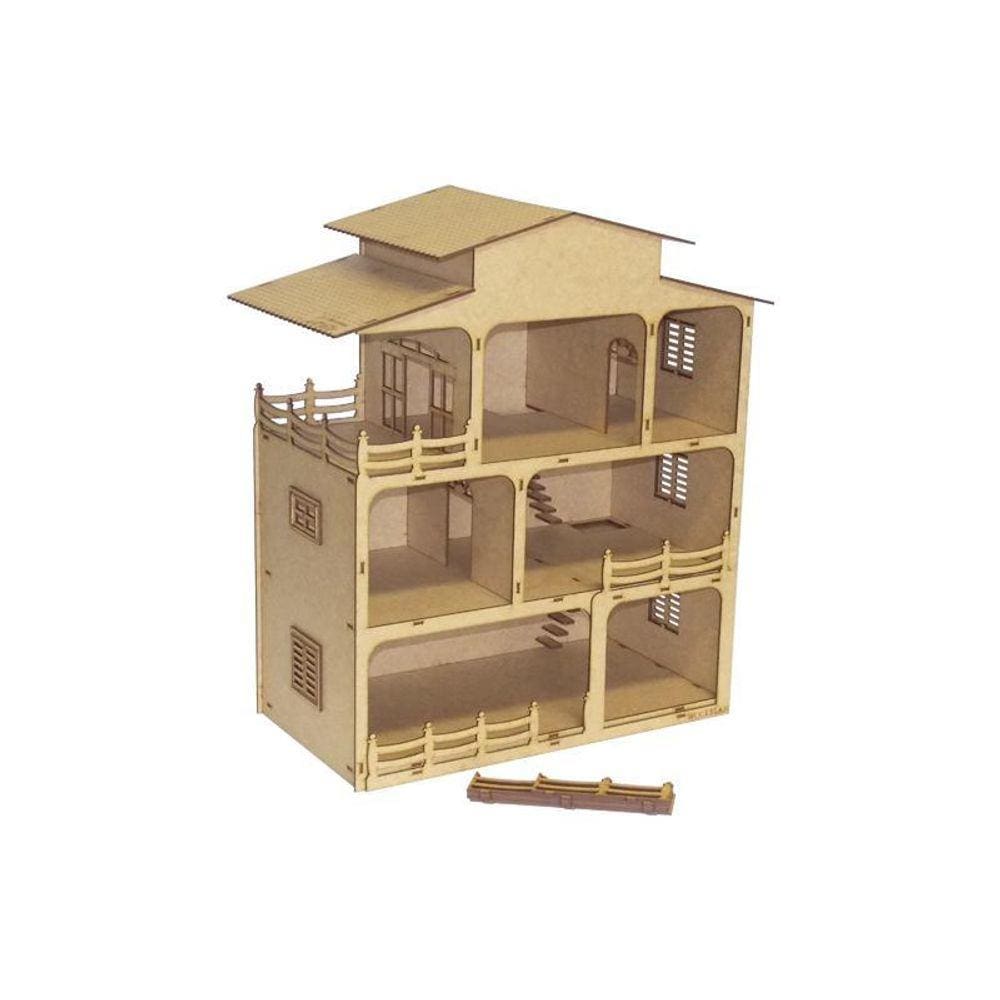 Kit Casinha De Bonecas Casa Mansão Woodplan Mdf W4000